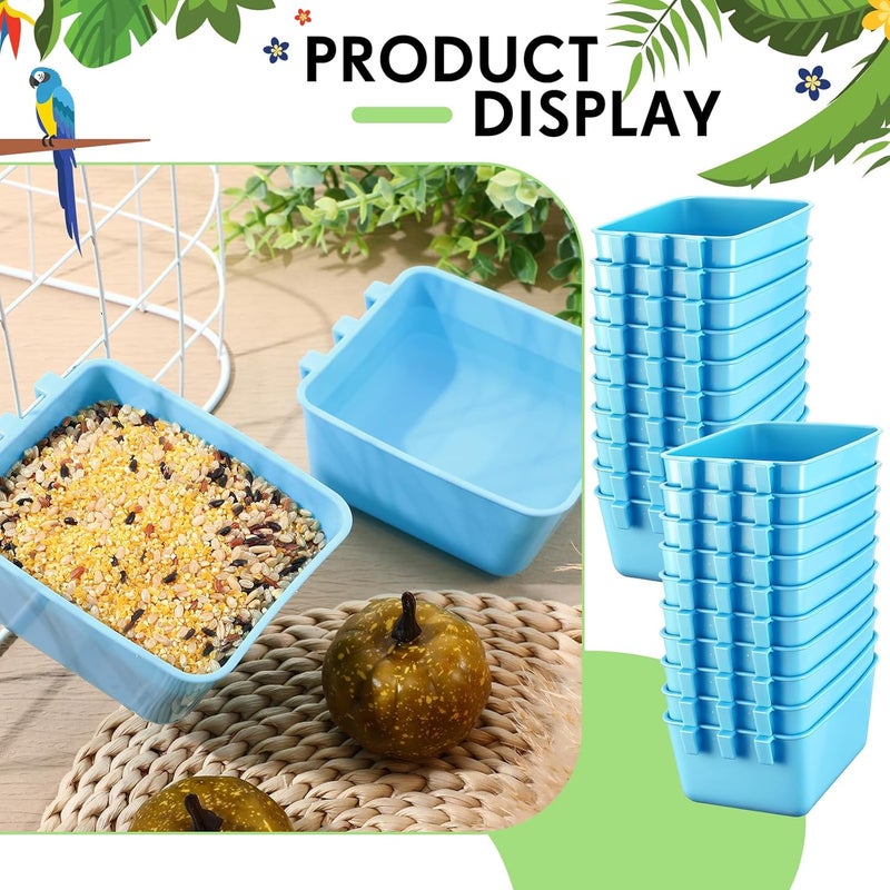 Maxdot 20 Pcs Cage Cups Chicken Feeder Waterer 16 oz Birds Feeders Hanging Bunny Cage Chicken Water Bowl for Pet Parrot Rooster Parakeet Gamefowl Poultry Pigeon Wire Hutch(Light Blue) - Image 4